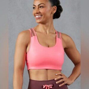 "NWT"Motion365+ Shine Medium Impact Sports Bra Coral Crush Neon/Bare/Moonlight-S